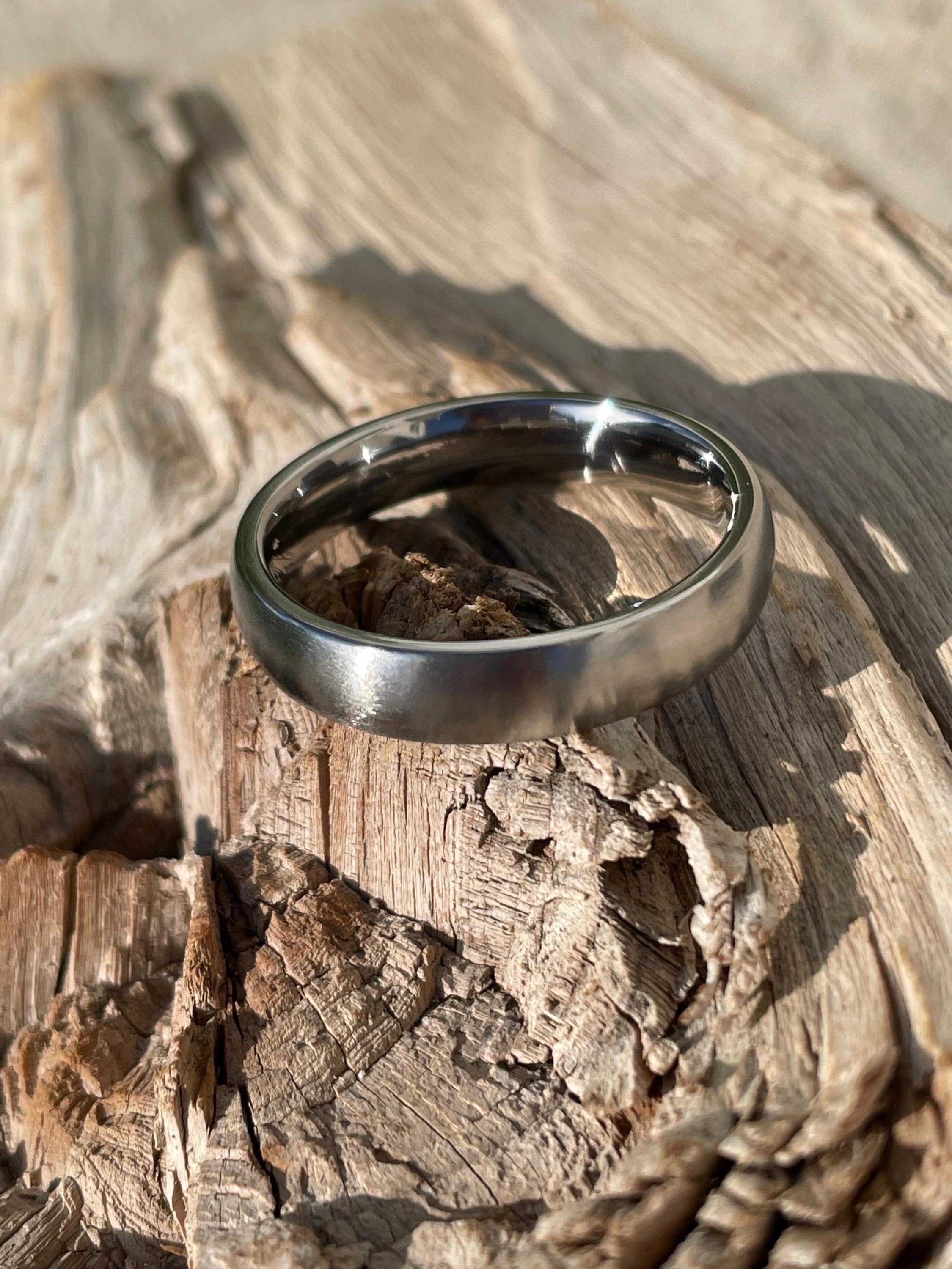 4mm Titanium Wedding Band - Domed Comfort Fit Polished Ring, Free Engraving - View #8