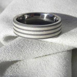 Silver and Titanium, Wedding Band, Ring, Sandblasted Finish image 3