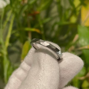 Wedding Ring, Titanium, Faceted/Ground Band, Smoothed Raw Finish image 3