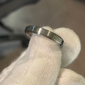 Titanium Ring, Wedding Band, Stepped Down Edges, Brushed/Polished 4mm (pictured)