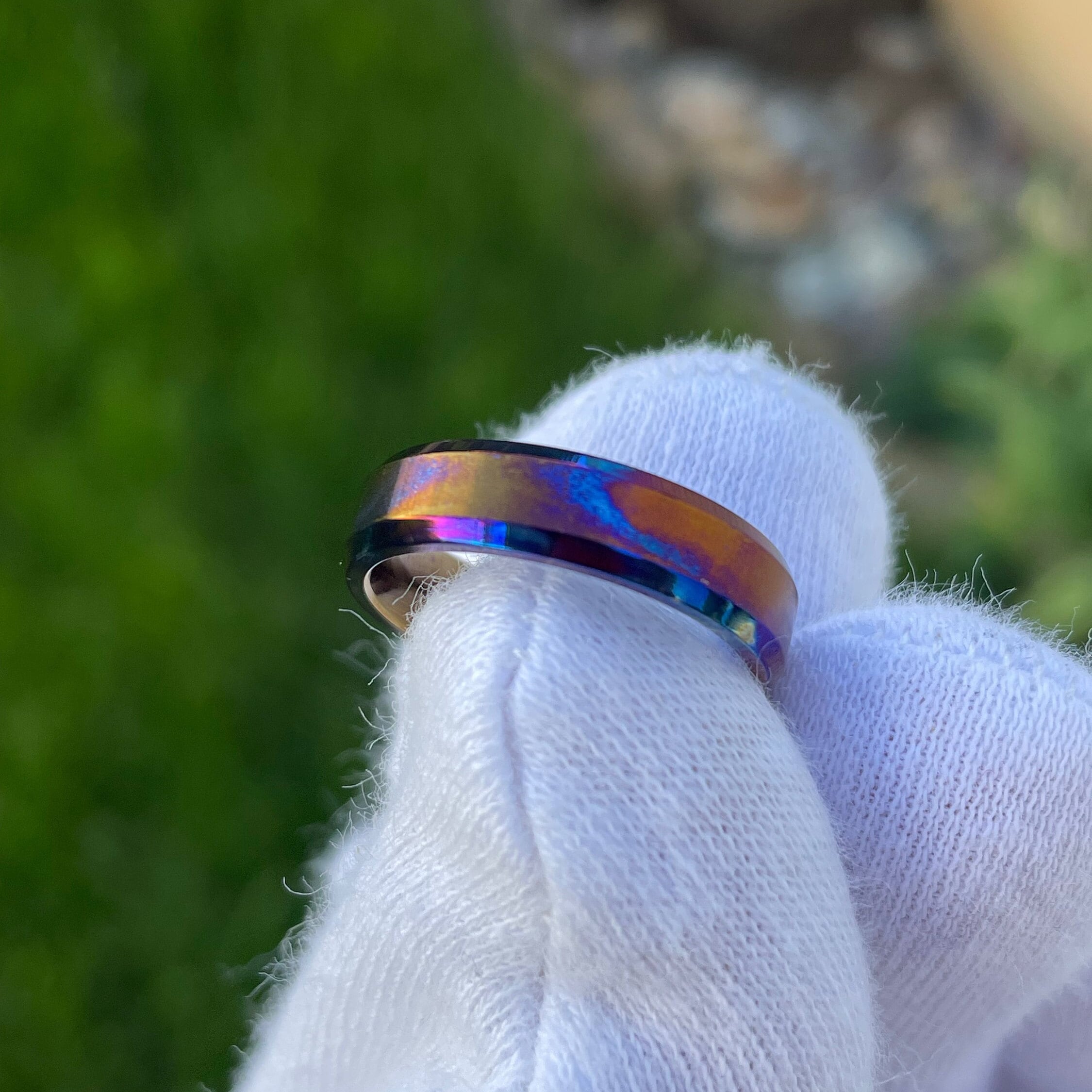 Heat Treated colored Titanium Ring 5mm Width US Size 6.75 Brushed polished Etsy