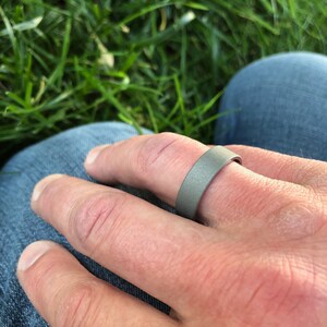 Mens Sandblasted Titanium Ring, Flat Profile, Wedding Band image 6