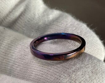 Heat Treated/Colored Polished Titanium Ring, 2.5mm Flat, US size 7.25