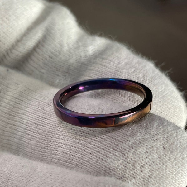 Heat Treated/Colored Polished Titanium Ring, 2.5mm Flat, US size 7.25