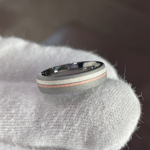 Titanium with Silver and Copper Stripes, Wedding Band, Ring, Jewelry
