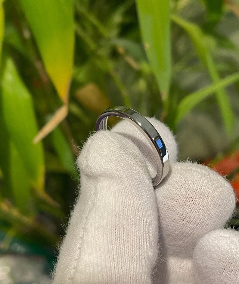 Simple Titanium Ring, Flat Profile Band, Bright Polished Finish image 2