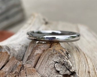 Titanium and Silver Ring, Mens, Ladies, Polished Shiny Finish