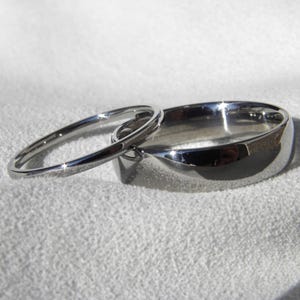 Matching Set, Low Dome Profile Titanium Rings, Polished, Wedding, Anniversary Bands