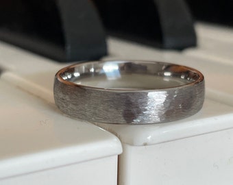 Low/Thin Dome Profile, Rugged Brush Finish, Titanium Band, Anniversary, Wedding Ring