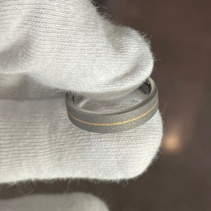 Ring, Pinstripe Gold Inlay and Titanium, Wedding Band, Mens, Ladies image 2