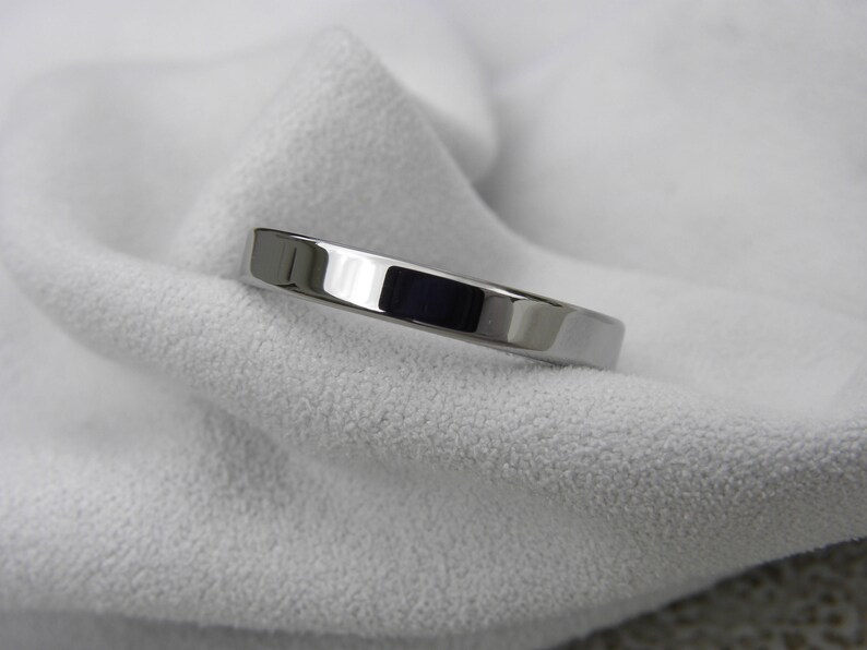 Simple Titanium Ring, Flat Profile Band, Bright Polished Finish image 5