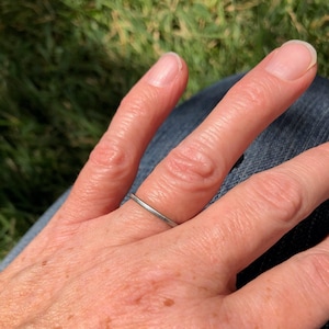 Flat Profile Wedding Band, Titanium Ring, Stackable, 1.5mm, Frosted Finish