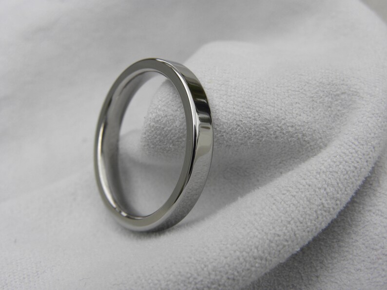 Simple Titanium Ring, Flat Profile Band, Bright Polished Finish image 4