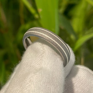Mens Titanium Silver Ring, Wedding Band, Sandblasted Finish