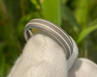 Mens Titanium Silver Ring, Wedding Band, Sandblasted Finish