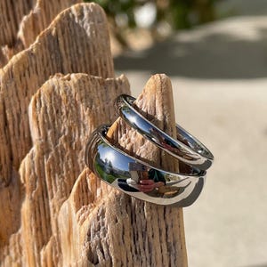 Wedding Band Set, His and Hers Rings, Solid Titanium, Matching Bands