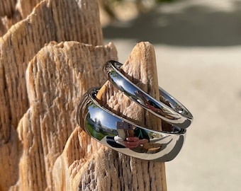 Wedding Band Set, His and Hers Rings, Solid Titanium, Matching Bands