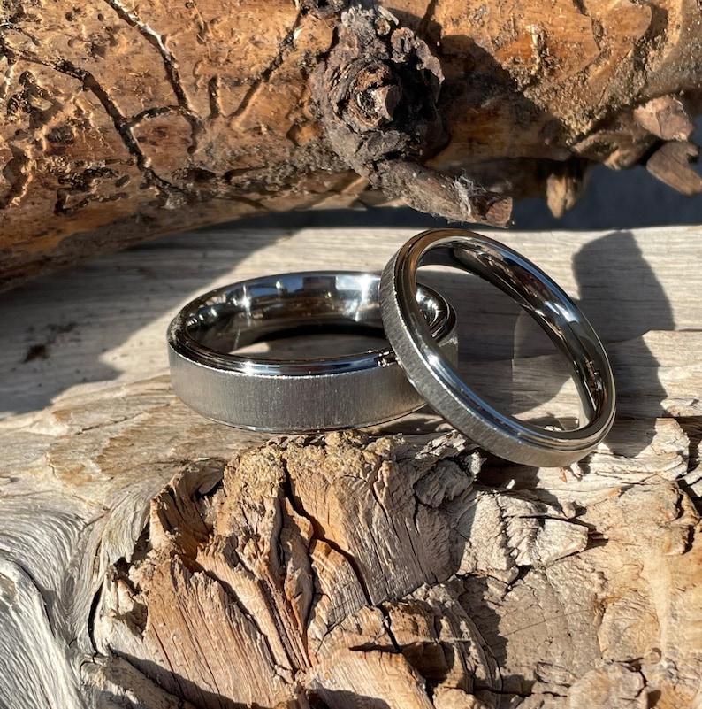 Matching Wedding Bands, Titanium Ring, Ring Set, His Hers Rings image 6