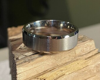 Titanium Ring, US size 11.75, 7.5mm Width, Clearance Beveled Edge Band