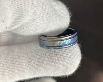 Heat Treated/Colored Titanium Ring, 6mm Width, US 'big' size 6.25, Frosted