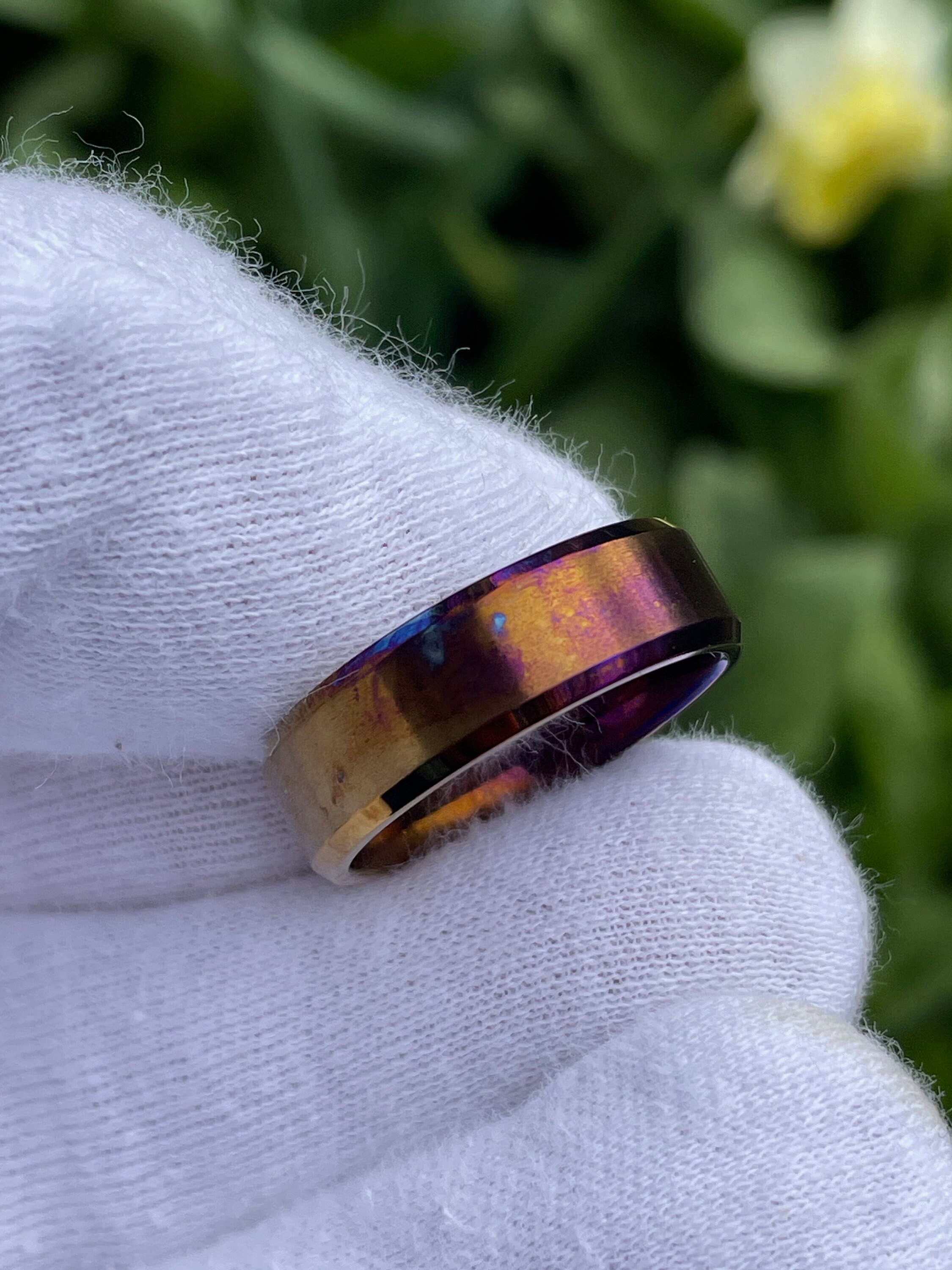 Size 9 3/4, Heat Treated/colored Titanium Ring, 7mm