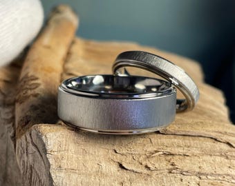Matching Wedding Bands, Titanium Ring, Ring Set, His Hers Rings