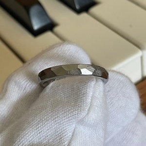 Wedding Ring, Titanium, Faceted/Ground Band, Smoothed Raw Finish image 4