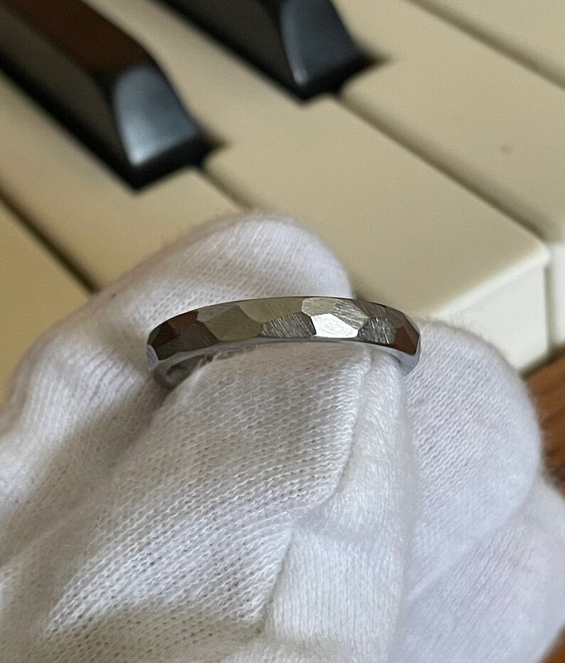 Wedding Ring, Titanium, Faceted/Ground Band, Smoothed Raw Finish image 4