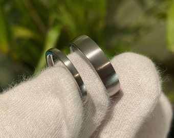 Couple Ring Set, Low Dome Profile Titanium Bands, Matching Wedding Rings