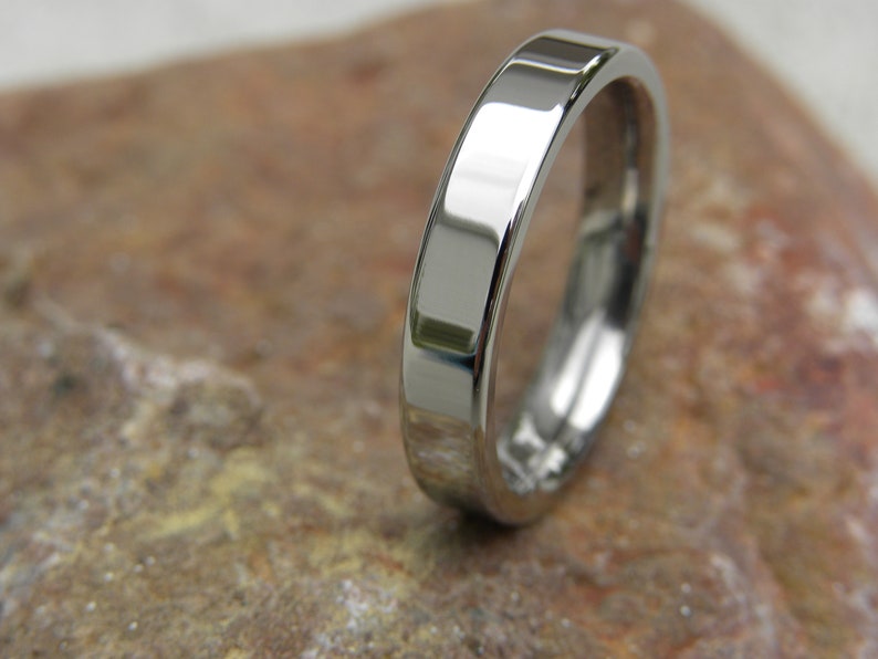 Wedding Band, Titanium Ring, Mirror Polished Finish, Standard Flat AX16 image 7