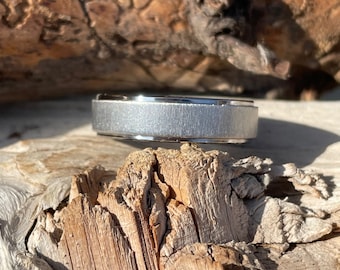 Wedding Ring, Wedding Band, Titanium Ring, Flat with Stepped Down Edges