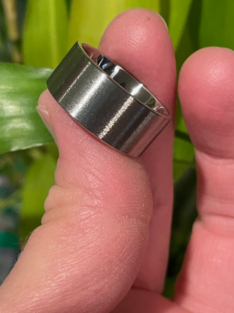 Titanium Ring Wedding Band Wide Stone Finish Flat Profile Etsy