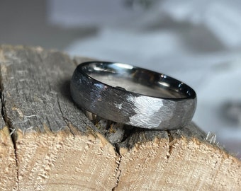 New Rugged Brush Finish, Dome Profile Titanium Ring, Wedding, Anniversary Band