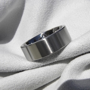 Wedding Band, Classic Flat Style Ring, Titanium, Brushed Finish, Mens, Ladies