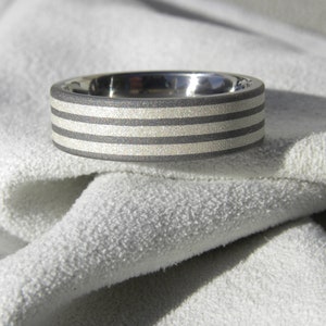 Silver and Titanium, Wedding Band, Ring, Sandblasted Finish image 2