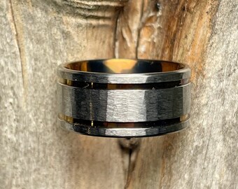 Heat Treated/Colored Rugged Brushed Titanium Ring, 10mm, US size 8.5