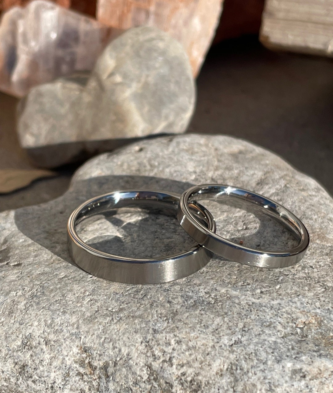 Matching Titanium Rings Matching Rings, Titanium Wedding Bands, Low/thin Flat Profile, Satin ...