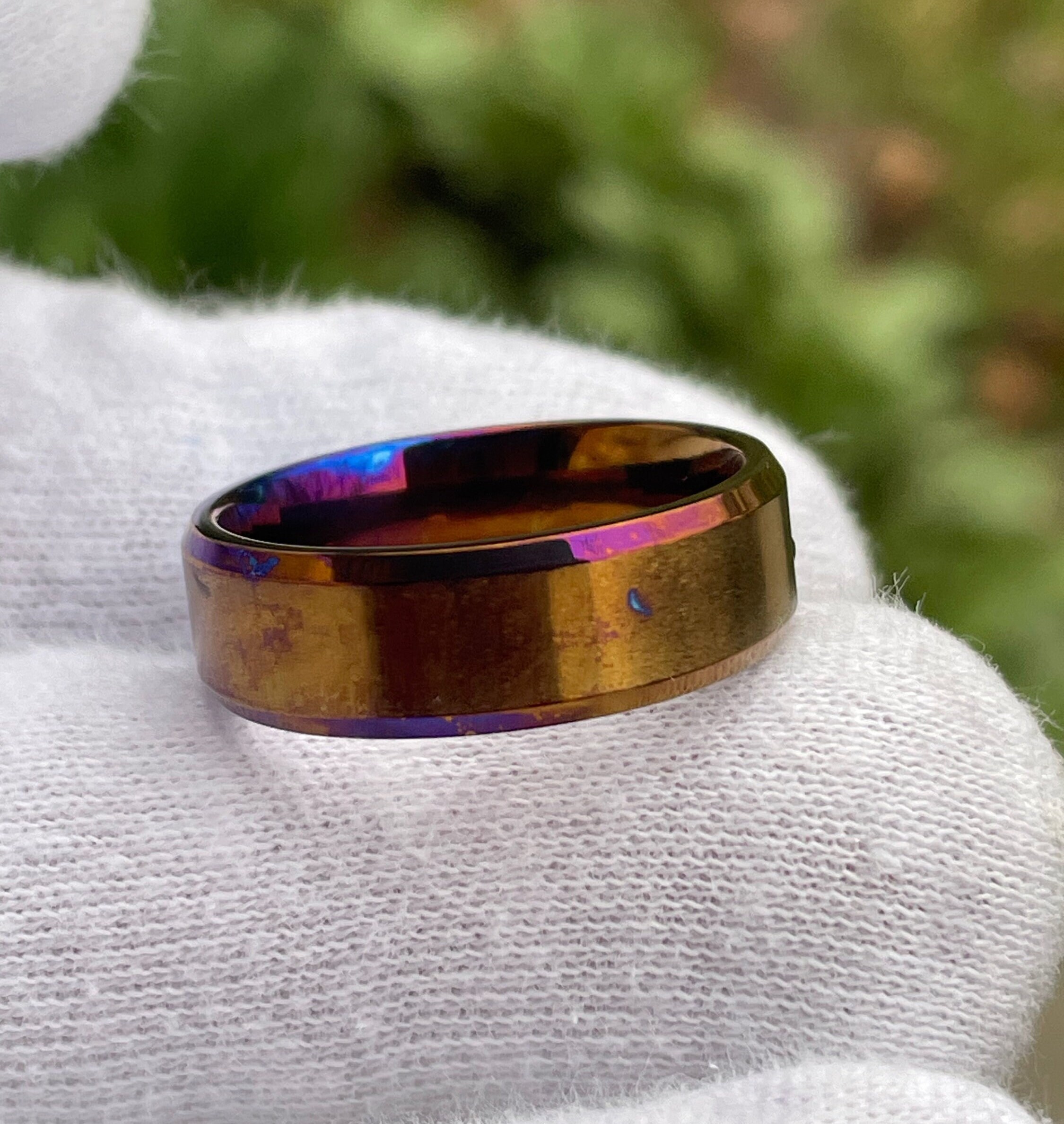 Size 9 3/4, Heat Treated/colored Titanium Ring, 7mm