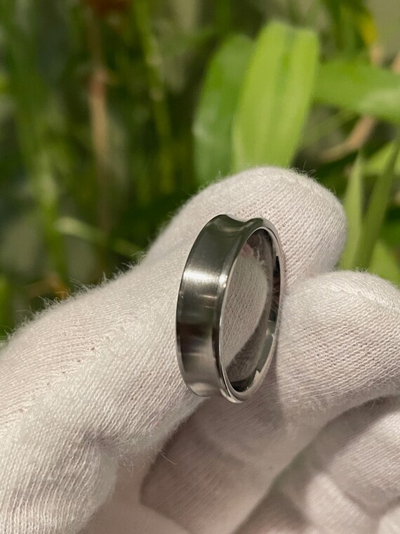 Concave Cut Titanium Ring Wedding Band Smooth Satin Finish Etsy