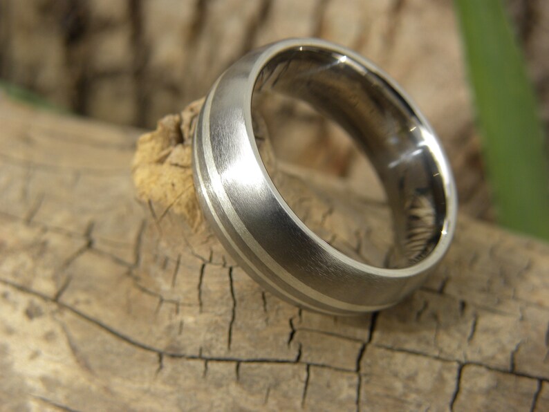 Wedding Band New Style Titanium Double Silver Stripe Ring