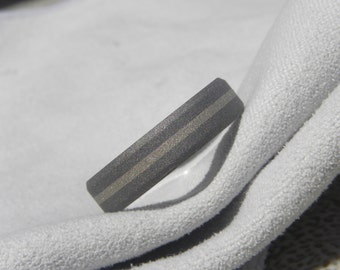 Titanium White Gold Stripe Sandblasted Ring, Wedding Band, 5mm Width, US size 6.5