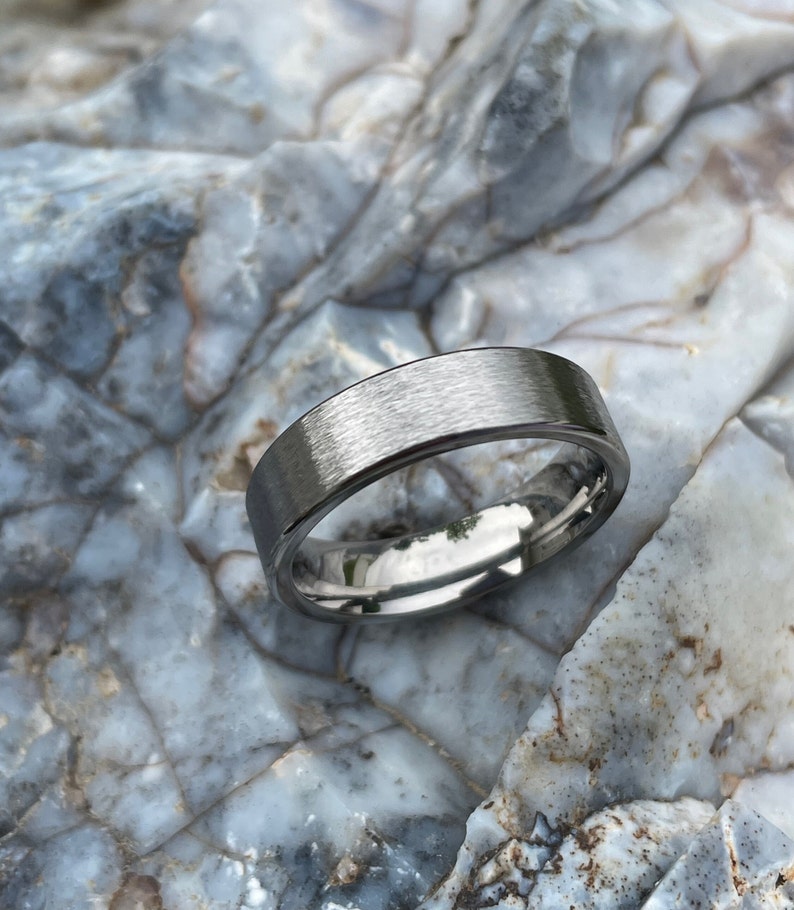 Mens Ring, Titanium Band, Stone Finish, Wedding, Annversary, Rugged Looking 6mm (pictured)