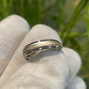 Rose Gold Pinstripe Titanium Band, Ring, Wedding, Fashion, US Size 7.25, 5mm Width image 6