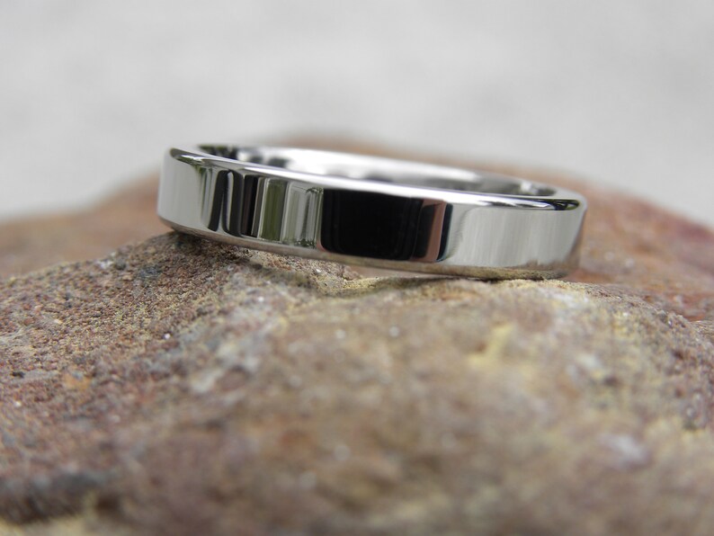 Wedding Band, Titanium Ring, Mirror Polished Finish, Standard Flat AX16 image 8