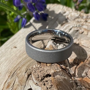 Mens Sandblasted Titanium Ring, Flat Profile, Wedding Band image 3