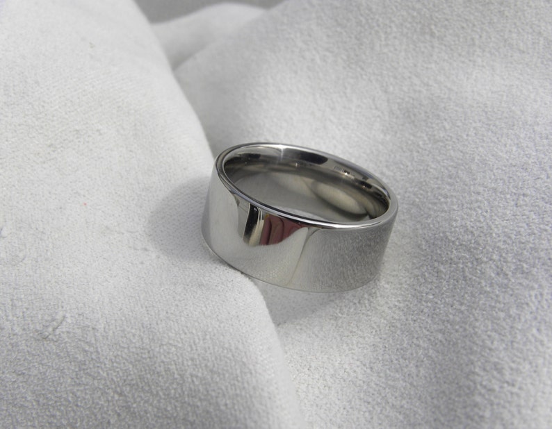 Wedding Band, Titanium Ring, Mirror Polished Finish, Standard Flat AX16 image 2