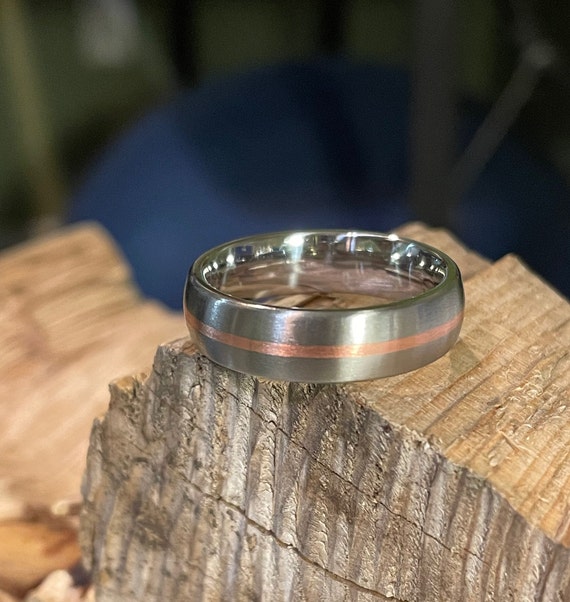 Titanium Copper Wedding Ring, Jewelry, Anniversary Band, Mens, Ladies
