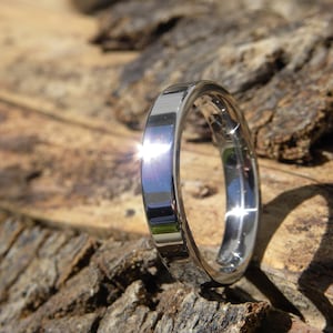 Wedding Band, Titanium Ring, Mirror Polished Finish, Standard Flat AX16 image 6