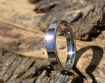 Wedding Band, Titanium Ring, Mirror Polished Finish