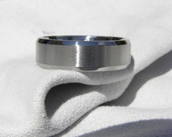 Titanium Ring, US size 8.5, 7mm Width, Clearance Beveled Edge Band